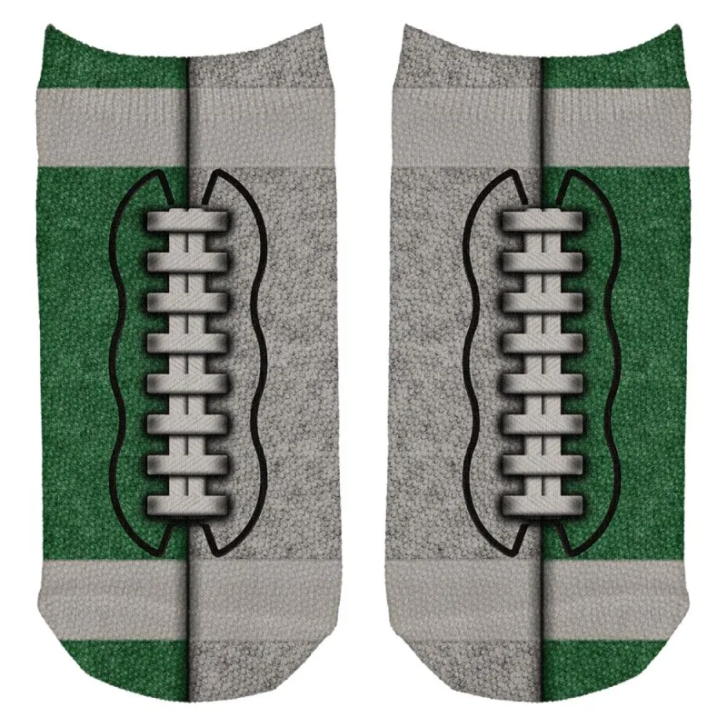 Fantasy Football Team Green and White All Over Adult Ankle Socks sold by Old Glory