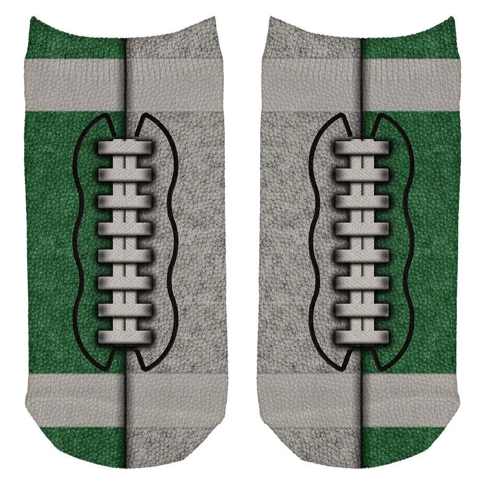 Fantasy Football Team Green and White All Over Adult Ankle Socks sold by Old Glory