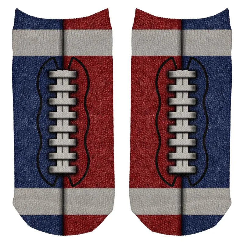 Fantasy Football Team Blue and Red All Over Adult Ankle Socks sold by Old Glory