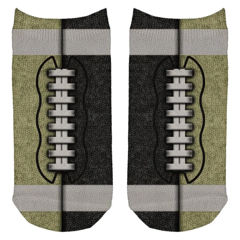 Fantasy Football Team Black and Gold All Over Adult Ankle Socks sold by Old Glory