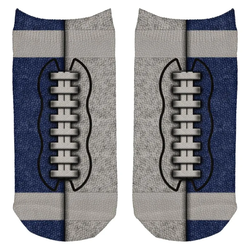 Fantasy Football Team Blue and White All Over Adult Ankle Socks sold by Old Glory