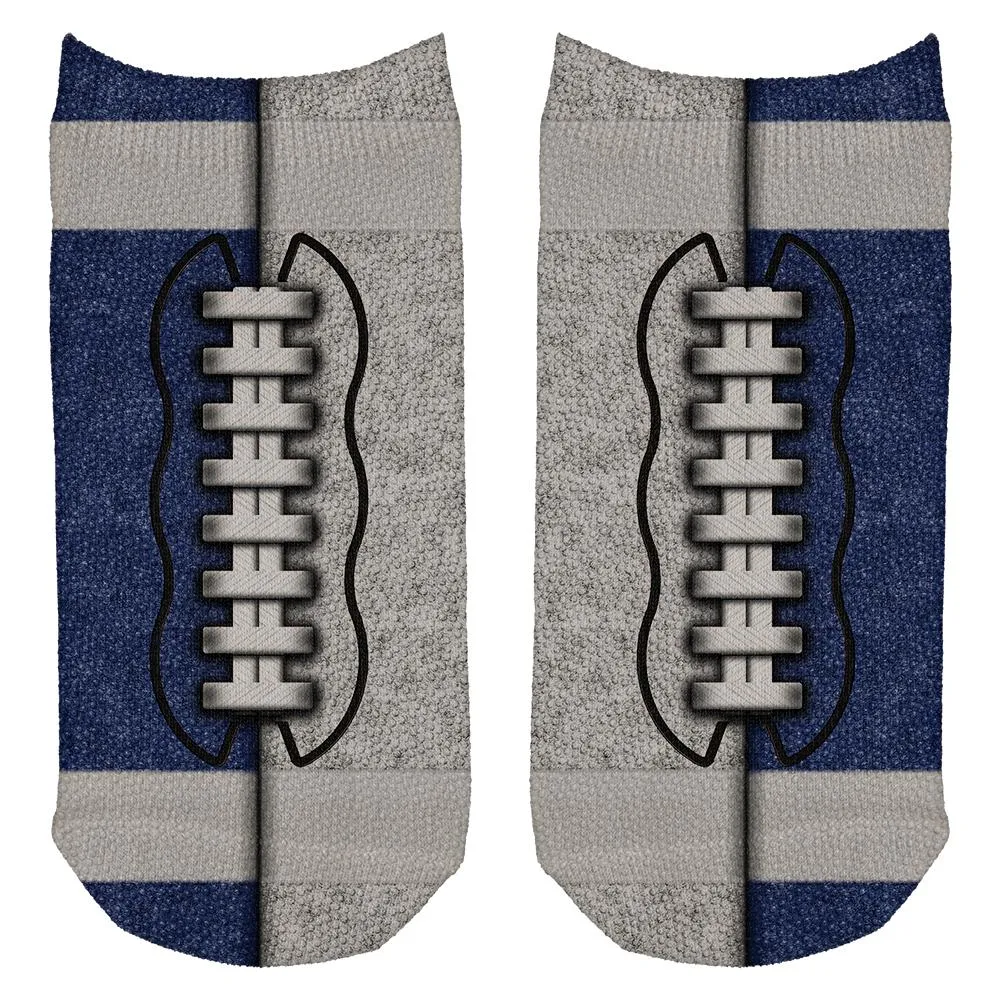 Fantasy Football Team Blue and White All Over Adult Ankle Socks sold by Old Glory