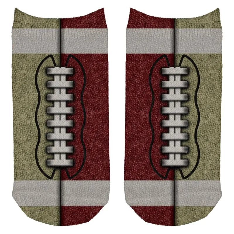 Fantasy Football Team Beige and Maroon All Over Adult Ankle Socks sold by Old Glory