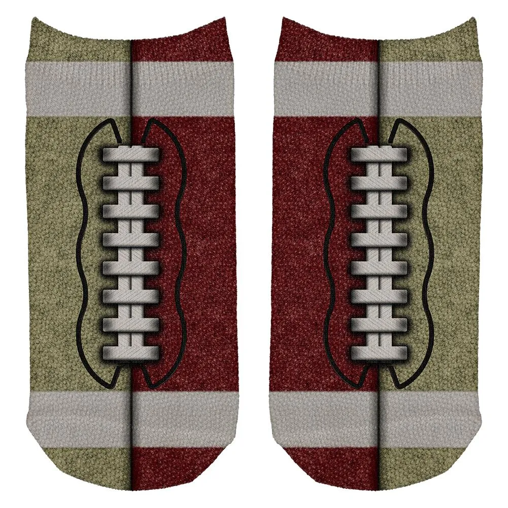 Fantasy Football Team Beige and Maroon All Over Adult Ankle Socks sold by Old Glory