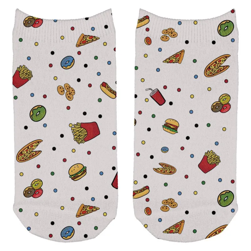 Junk Food Pattern All Over Adult Ankle Socks sold by Old Glory