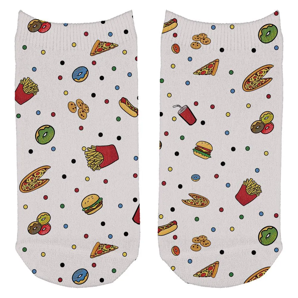 Junk Food Pattern All Over Adult Ankle Socks sold by Old Glory