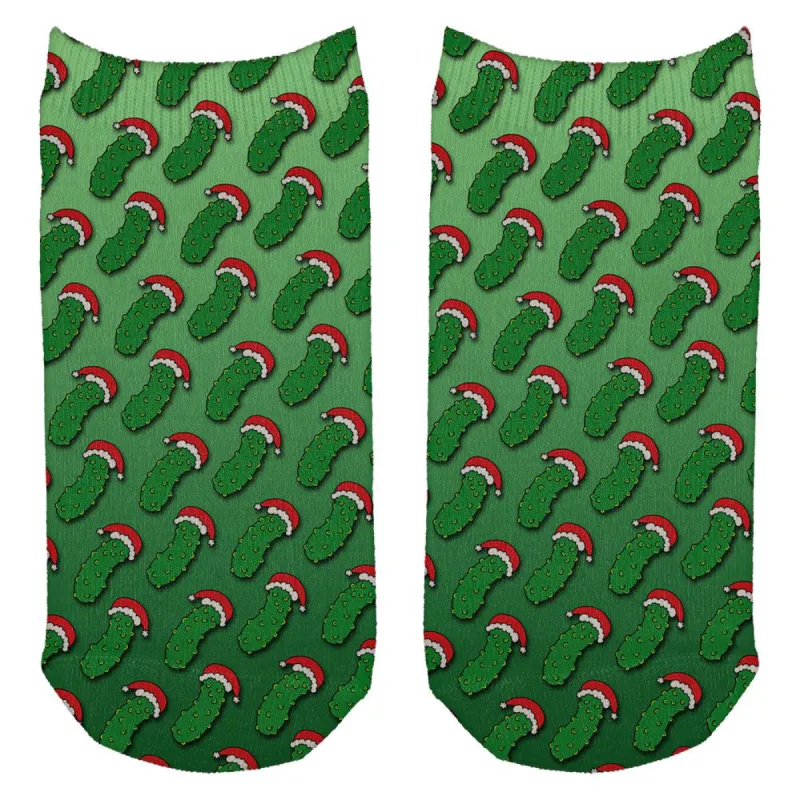 Christmas German Pickle Pattern All Over Adult Ankle Socks sold by Old Glory