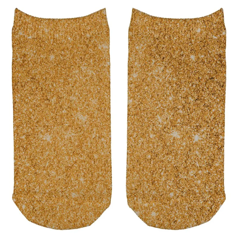 Gold Glitter All Over All Over Adult Ankle Socks sold by Old Glory