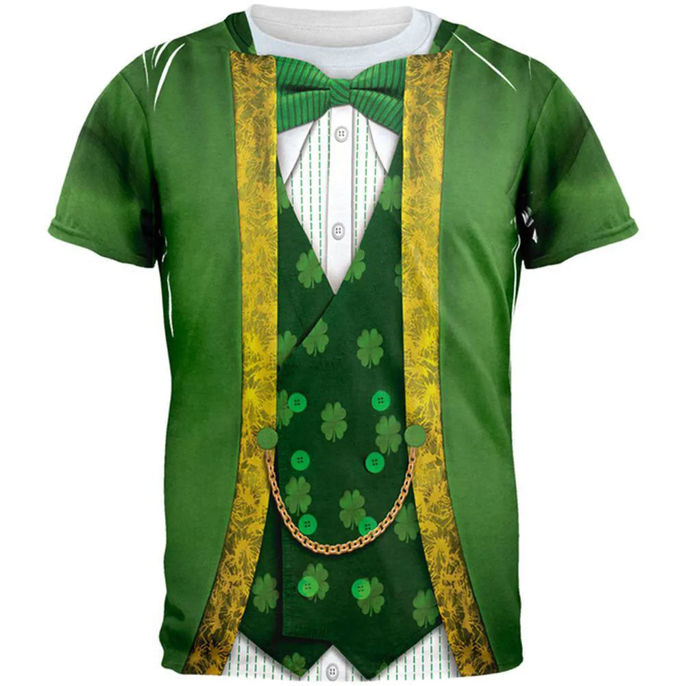 St. Patricks Day Leprechaun Costume All Over Adult T-Shirt and Hat with Beard Combo sold by Old Glory product image thumbnail 3