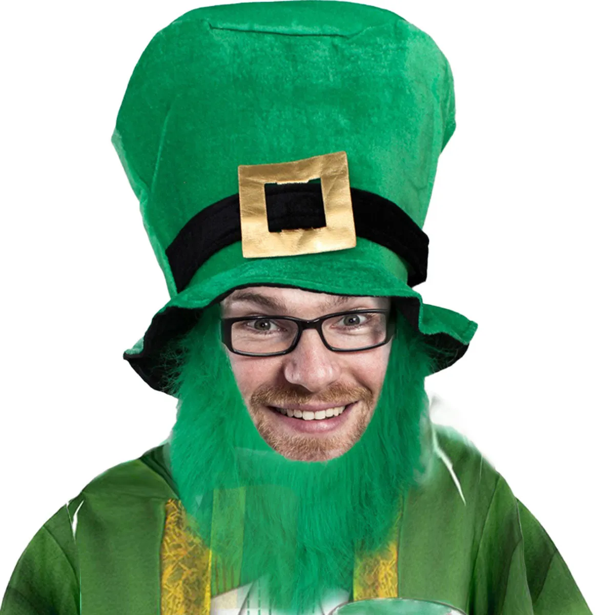 St. Patricks Day Leprechaun Costume All Over Adult T-Shirt and Hat with Beard Combo sold by Old Glory product image thumbnail 2