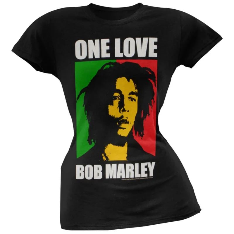 Bob Marley - One Love Rasta Portrait Juniors T-Shirt sold by Old Glory