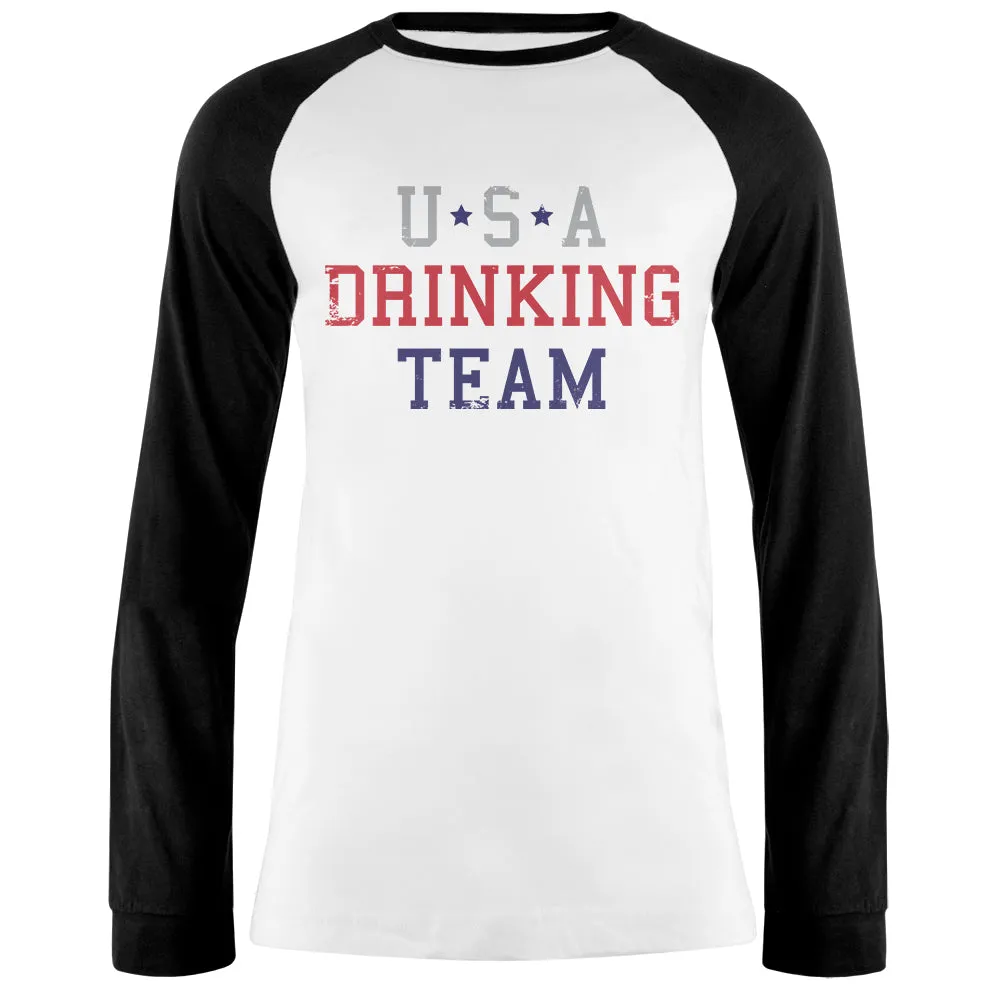 4th of July USA Drinking Team Mens Long Sleeve Raglan T Shirt sold by Old Glory