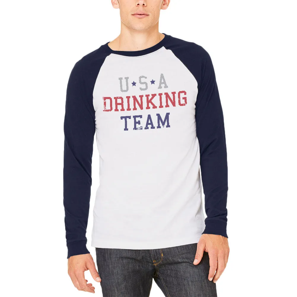 4th of July USA Drinking Team Mens Long Sleeve Raglan T Shirt sold by Old Glory product image thumbnail 3