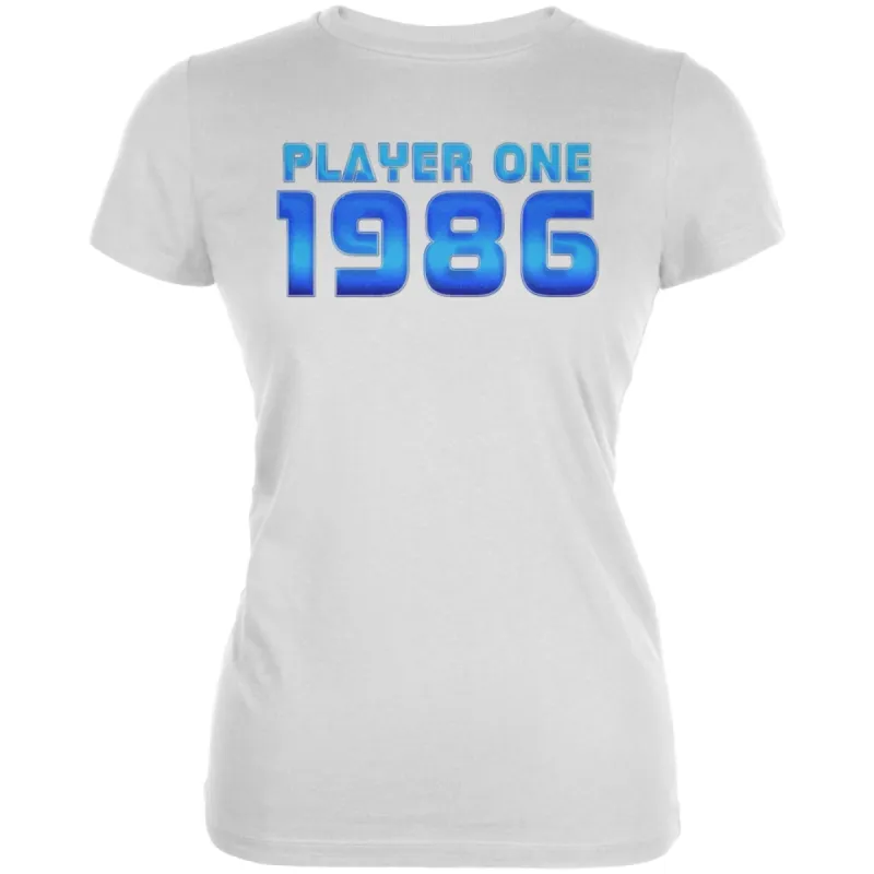 1986 Player One Birthday Juniors Soft T Shirt sold by Old Glory
