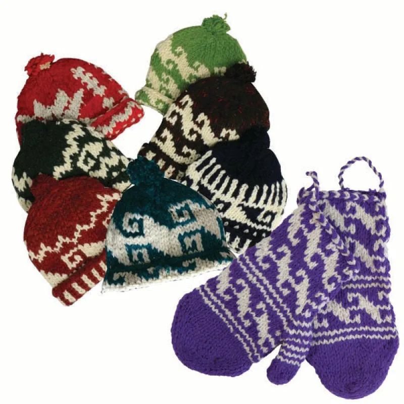 Hand-Knit Wool Hat and Mittens Gift Pack - Adult Unisex sold by Old Glory