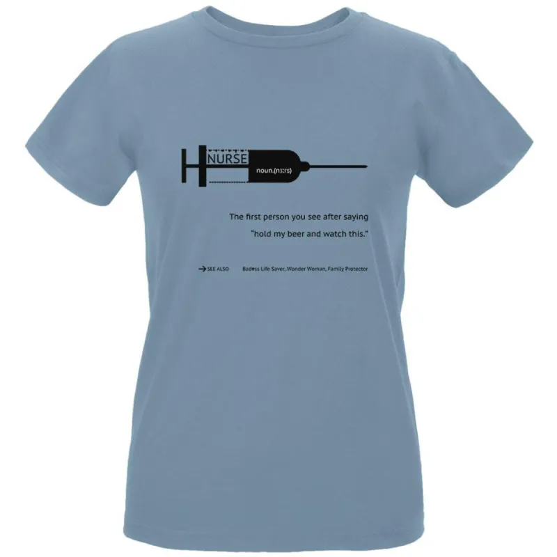 NURSE Black Text Blue Womens Organic T-Shirt sold by Old Glory