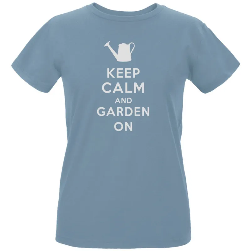 Mother's Day - Keep Calm & Garden On Women's Organic Blue T-Shirt sold by Old Glory