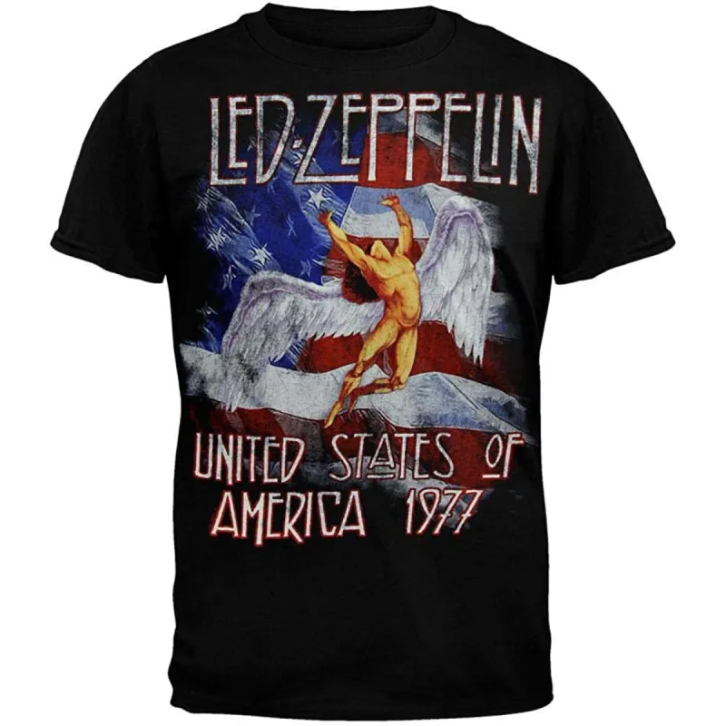 Led Zeppelin - USA 77 Flag Mens T Shirt sold by Old Glory