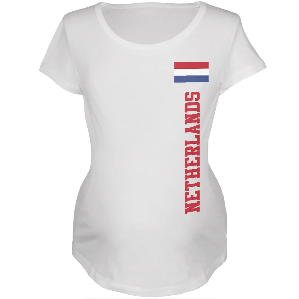 World Cup Netherlands White Womens Soft Maternity T-Shirt sold by Old Glory