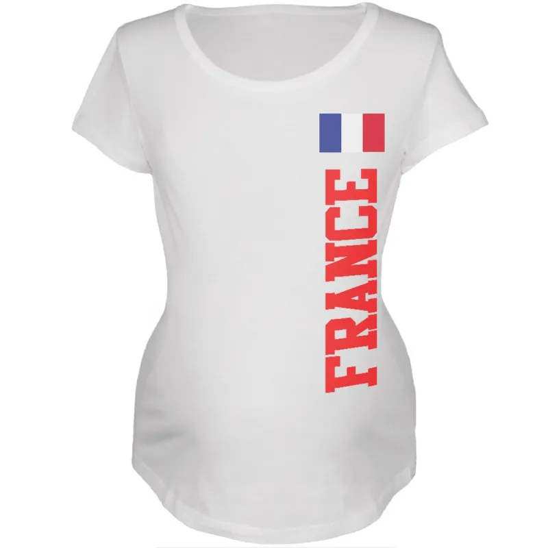 World Cup France White Womens Soft Maternity T-Shirt sold by Old Glory