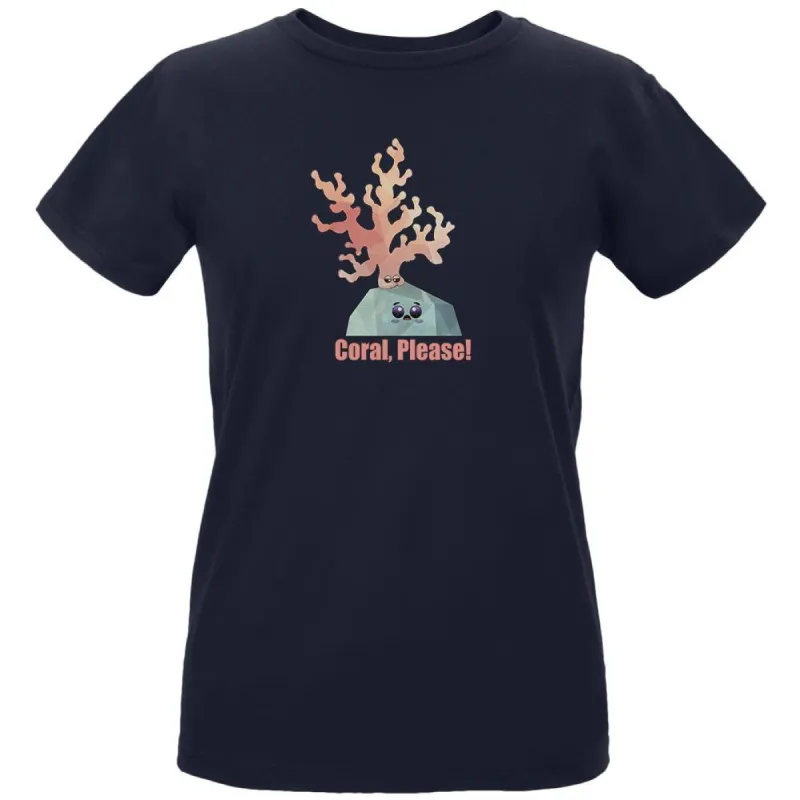 Coral Please Navy Womens Organic T-Shirt sold by Old Glory