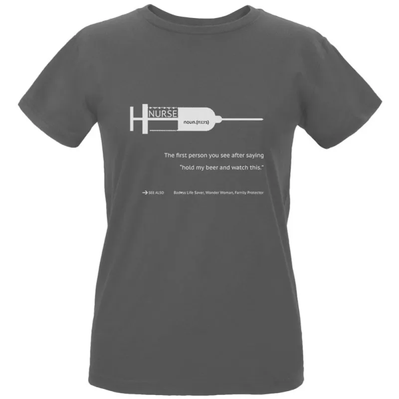 NURSE White Text Charcoal Womens Organic T-Shirt sold by Old Glory