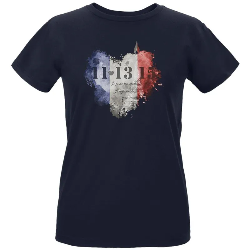 French Dark Heart Navy Womens Organic T-Shirt sold by Old Glory