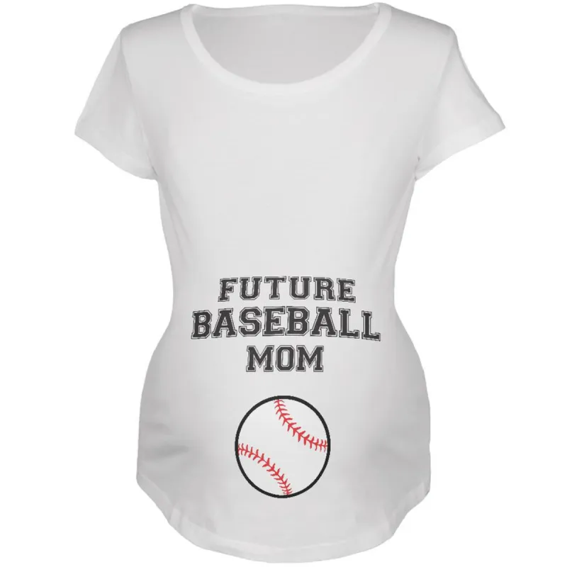 Future Baseball Mom White Maternity Soft T-Shirt sold by Old Glory
