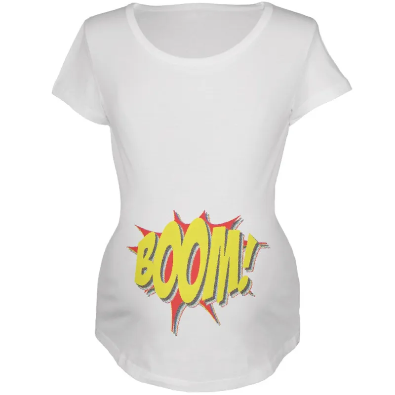 BOOM Comic Book Super Hero White Maternity Soft T-Shirt sold by Old Glory