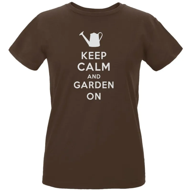 Mother's Day - Keep Calm & Garden On Women's Organic Chocolate T-Shirt sold by Old Glory
