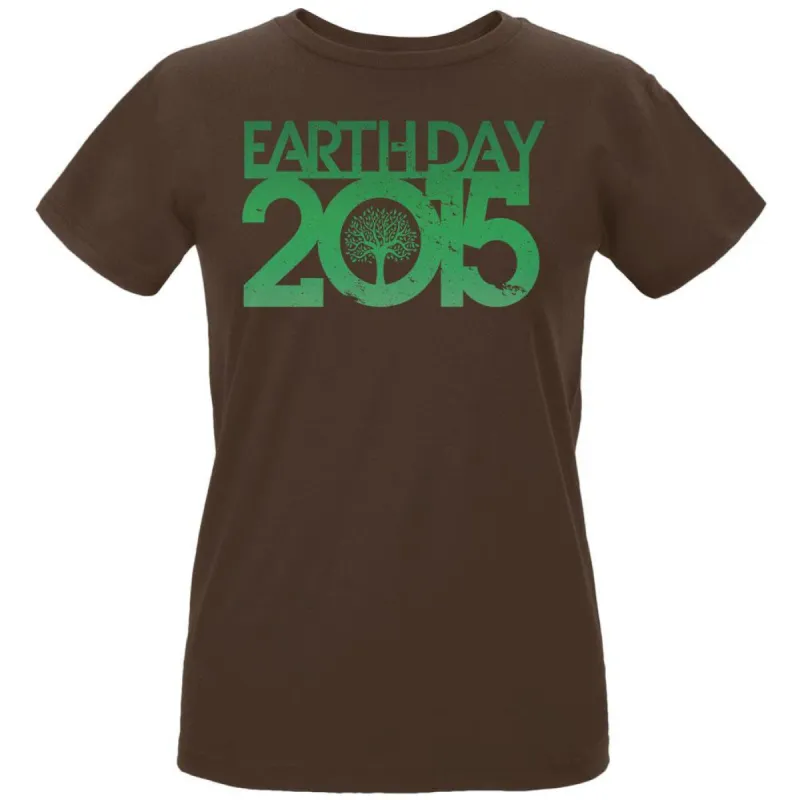 Earth Day - 2015 Tree Women's Organic Chocolate T-Shirt sold by Old Glory