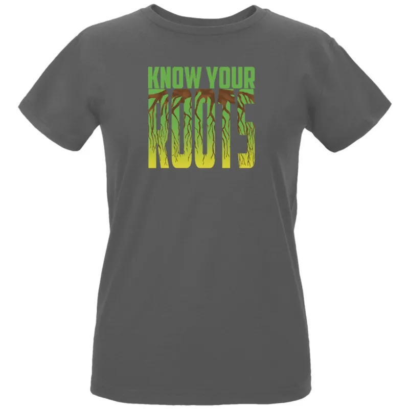 Earth Day - Know Your Roots Women's Organic Charcoal T-Shirt sold by Old Glory