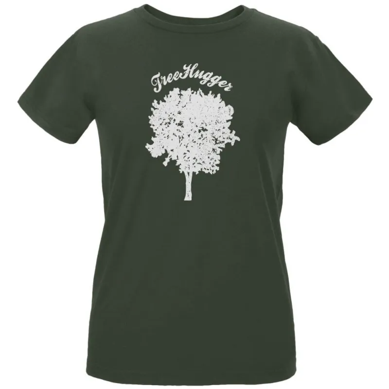 Earth Day - Treehugger Distressed Women's Organic City Green T-Shirt sold by Old Glory
