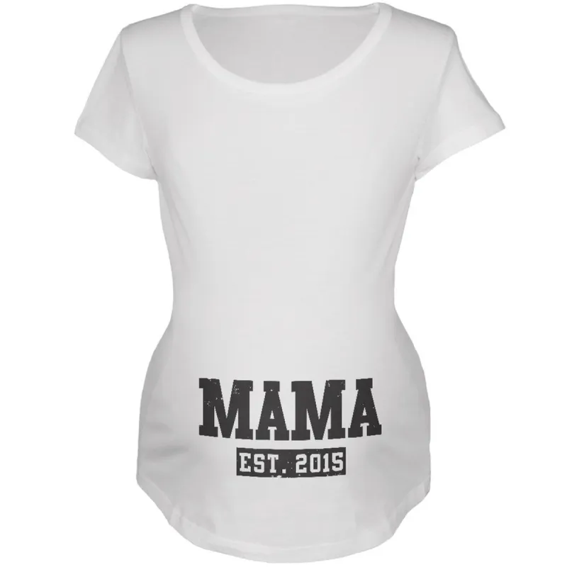 Mama Est. 2015 White Maternity Soft T-Shirt sold by Old Glory