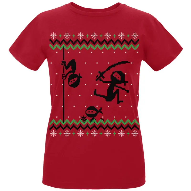 Ninja Ninjas Attack Ugly Christmas Sweater Womens Organic T Shirt sold by Old Glory