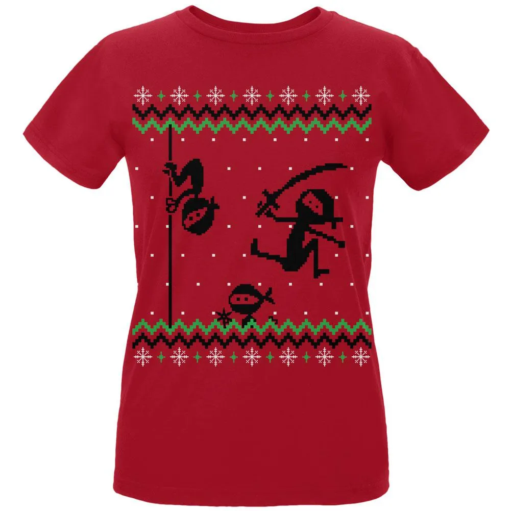 Ninja Ninjas Attack Ugly Christmas Sweater Womens Organic T Shirt sold by Old Glory