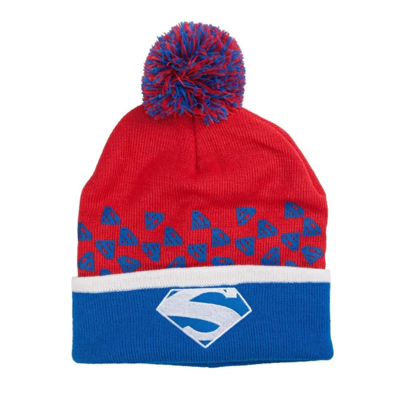 Superman Logo All-Over Adult Pom Pom Beanie Knit Hat sold by Old Glory