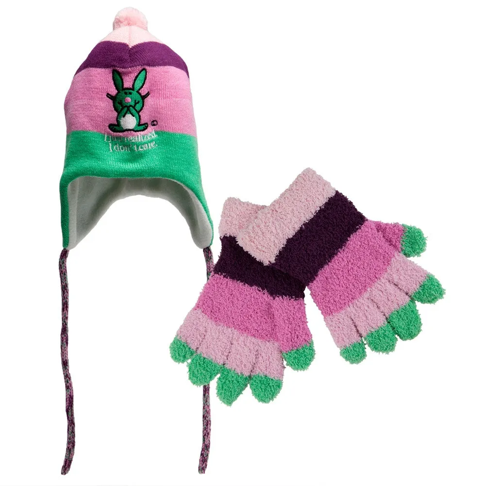 Happy Bunny - I Just Realized I don't Care Hat & Glove Set sold by Old Glory