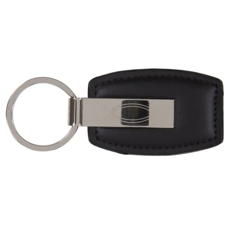Metal Ichthus Leather Keychain sold by Old Glory