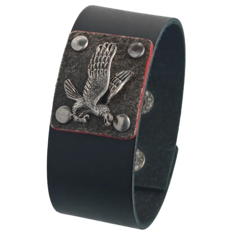 Flying Eagle Badge Leather Wristband sold by Old Glory