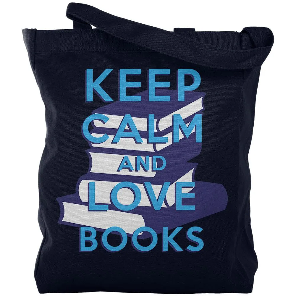 Keep Calm & Love Books Navy Canvas Tote Bag sold by Old Glory