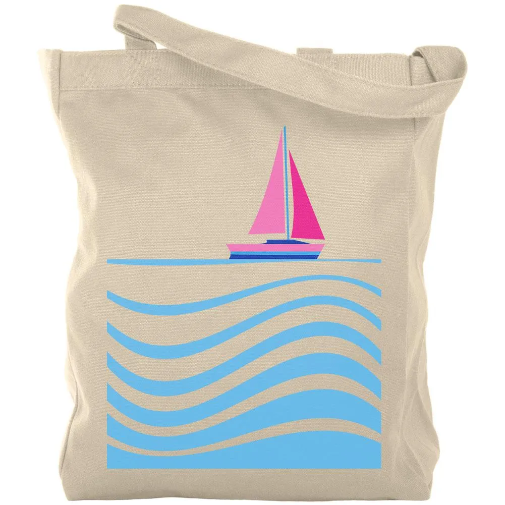 Summer Sun Seas Sailboat Waves Canvas Tote Bag sold by Old Glory