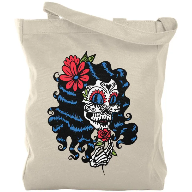 Halloween Day of the Dead Woman Skeleton Canvas Tote Bag sold by Old Glory