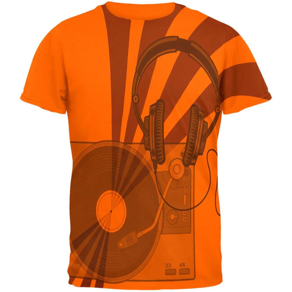 DJ Starter Kit All Over Safety Orange Adult T-Shirt sold by Old Glory