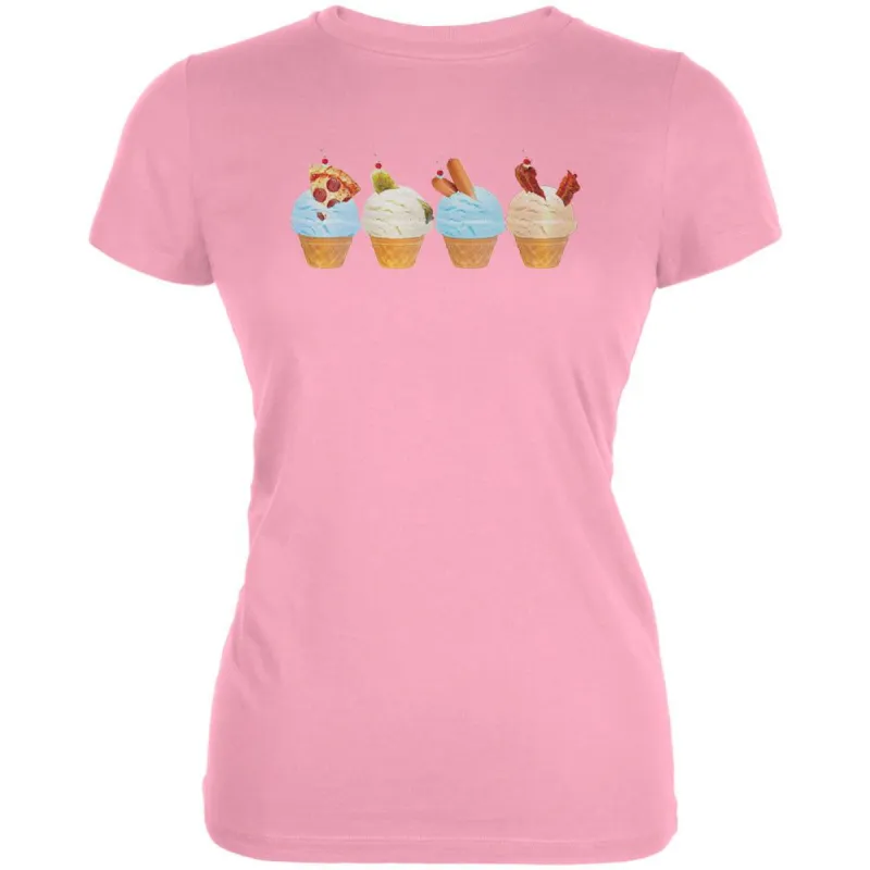 Ice Cream Cone Food Light Pink Juniors Soft T-Shirt sold by Old Glory