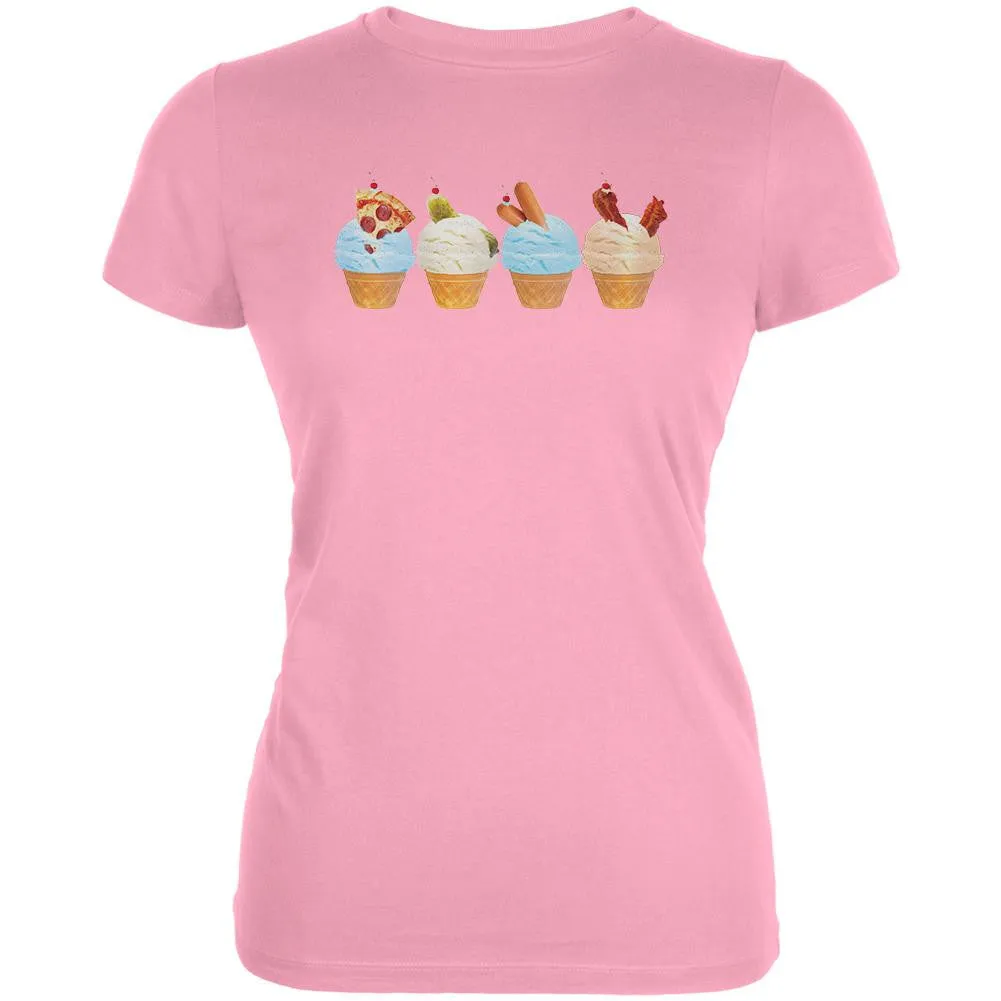 Ice Cream Cone Food Light Pink Juniors Soft T-Shirt sold by Old Glory