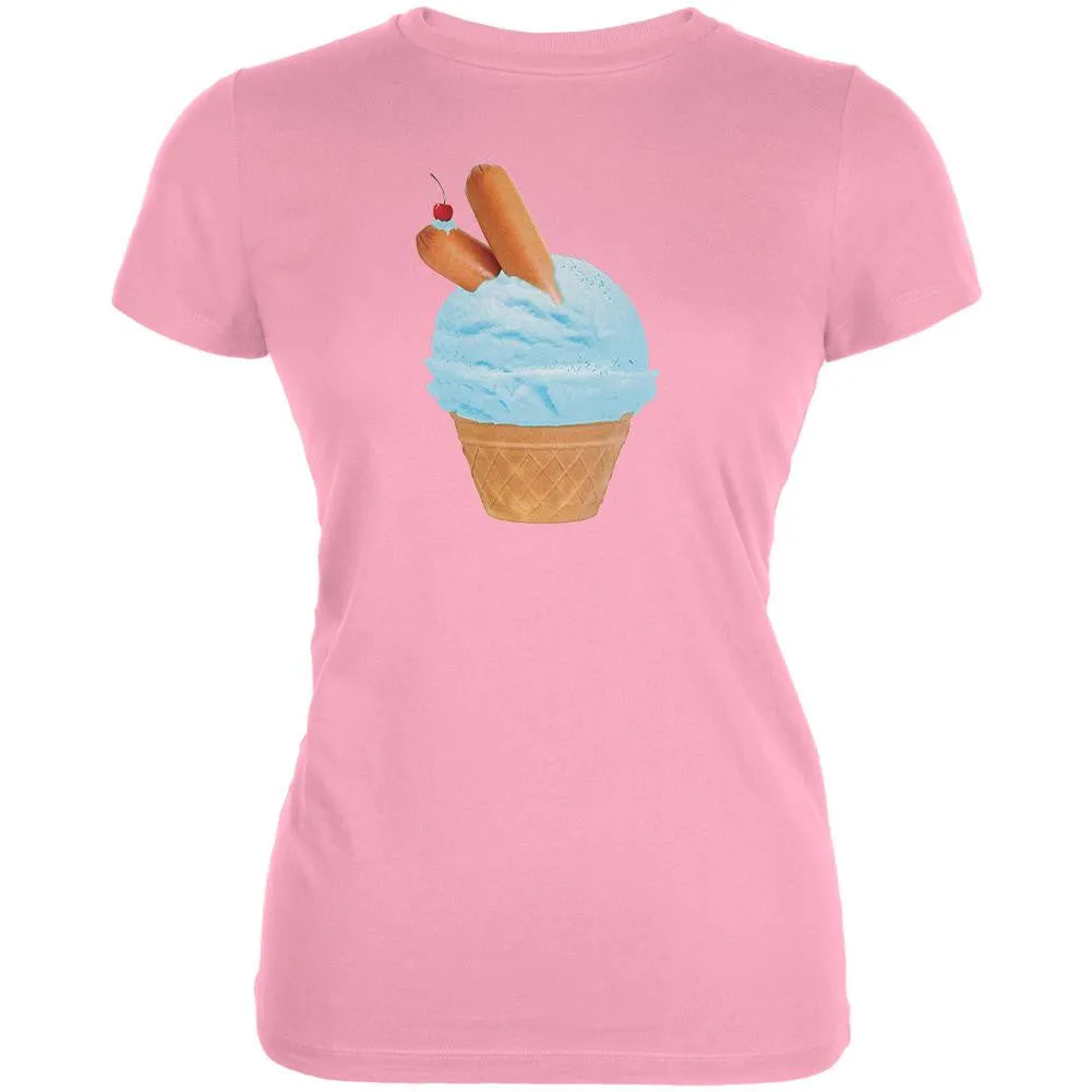 Ice Cream Cone Hot Dog Light Pink Juniors Soft T-Shirt sold by Old Glory