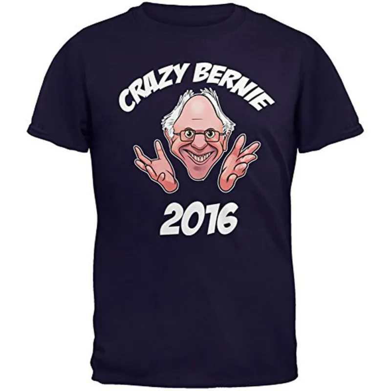 Election 2016 Crazy Bernie for President Navy Adult T-Shirt sold by Old Glory