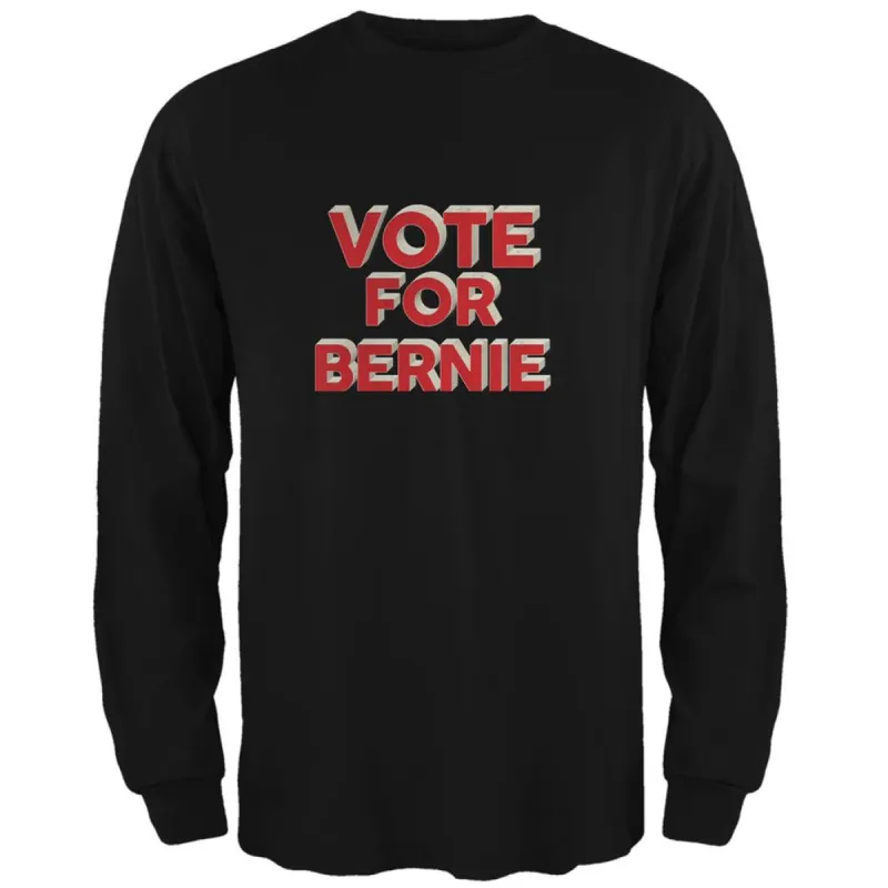 Election 2016 Vote For Bernie 3D Black Adult Long Sleeve T-Shirt sold by Old Glory