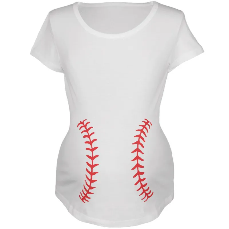 Baseball Belly White Maternity Soft T-Shirt sold by Old Glory
